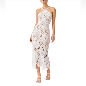 NWT ELLIATT Kaitlyn Cut Out Arrow Neck Midi Dress In White